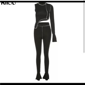 Black cut out long sleeve 2 piece set